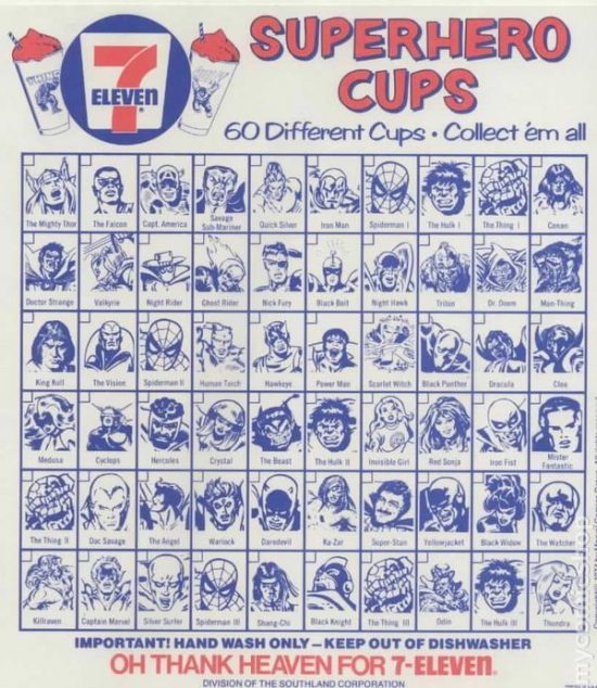 1975 Marvel Slurpee Check List